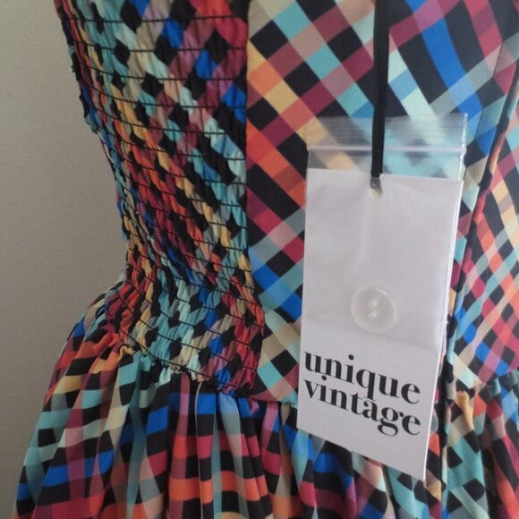 Unique Vintage Rainbow Swing Dress - NWT - Picture 9 of 10